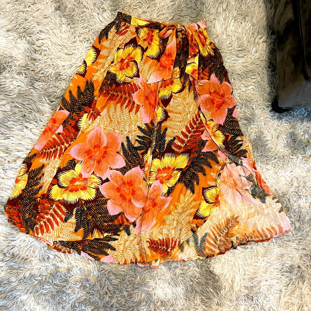 Free People 10 Floral Wrap Skirt